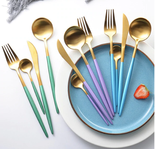 GildFeast - Gold & Silver 24-Piece Stainless Steel Cutlery Set