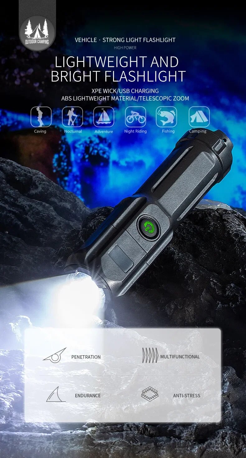 PowerBeam - Lampe Torche LED Rechargeable avec Zoom
