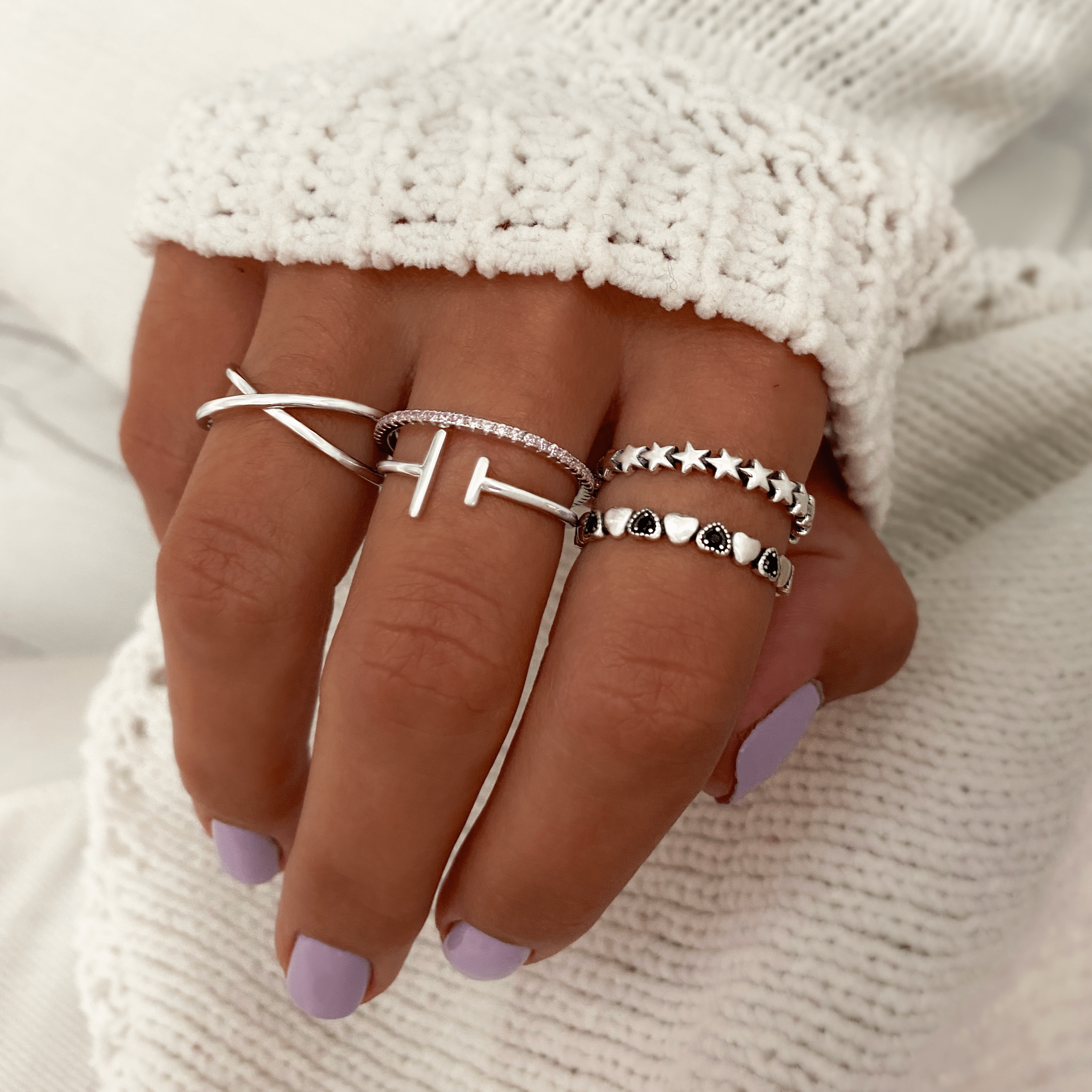 Calindra - Elegant Silver Double Cross Ring