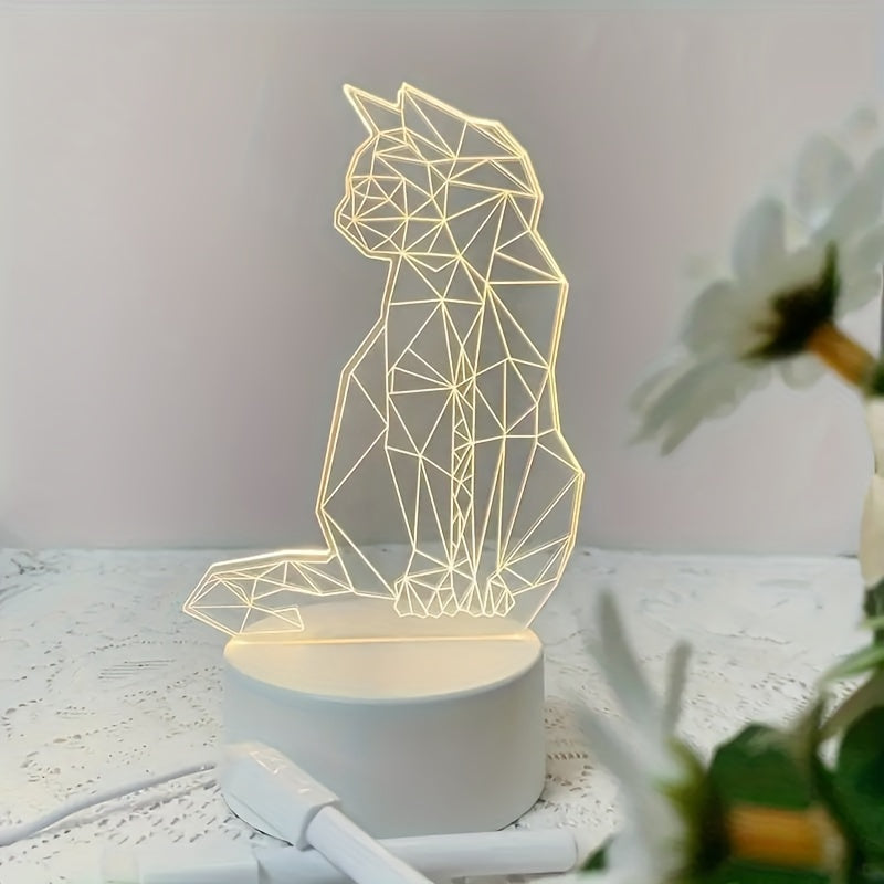 CatGlow Lamp - Modern 3D Cat Design USB Night Light