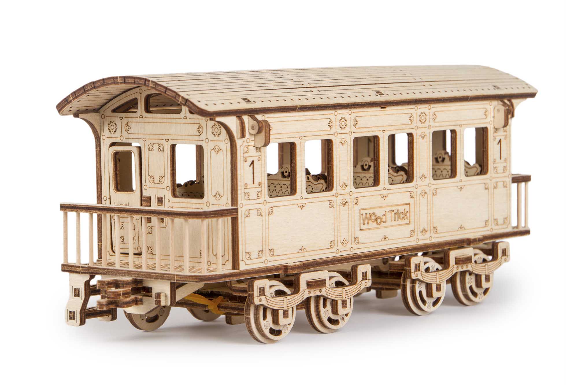 TrainCraft 3D Puzzle - Historic Wooden Locomotive with Wagon