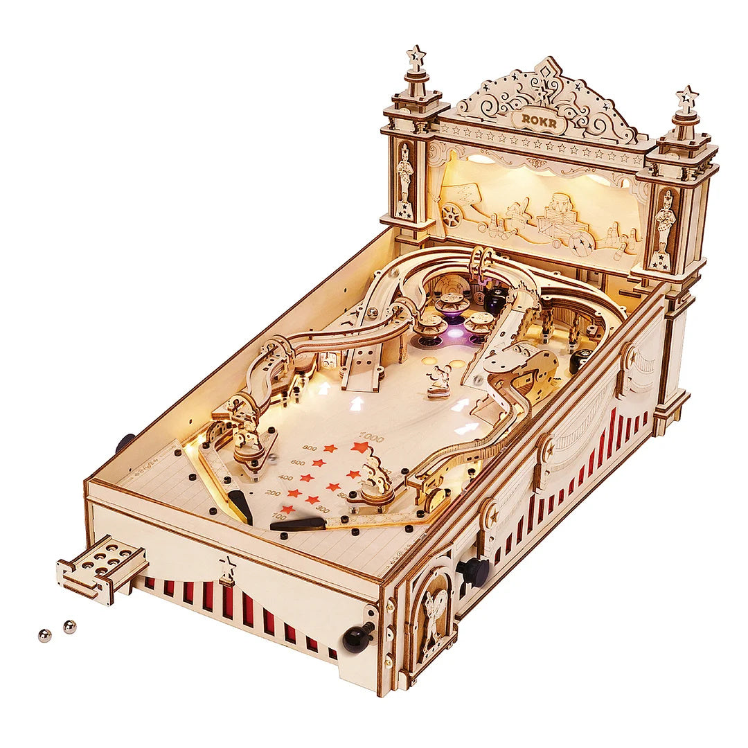 FlipCraft 3D Puzzle - Wooden Pinball Machine Building Kit