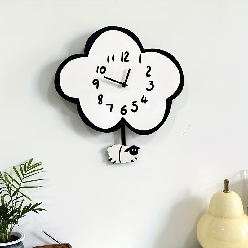 CloudSwing Clock - Sheep on a Swing Wall Clock
