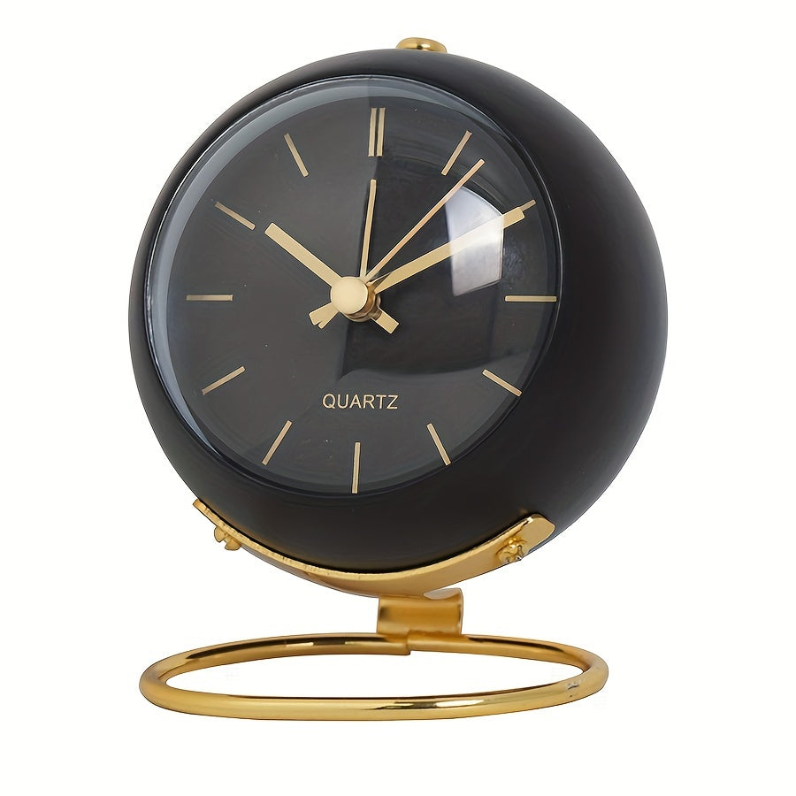 EleganceTime - Silent Quartz Alarm Clock with Metal Design