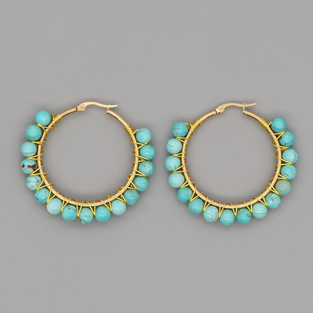 Sanne - Grandes créoles boho en cristaux naturels