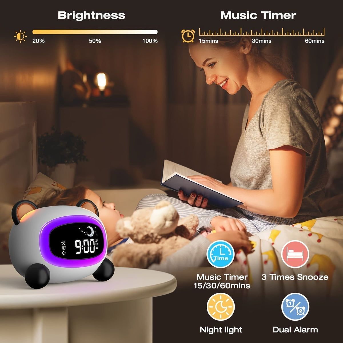 DreamTime Clock - Smart Alarm Clock for Kids with Night Light