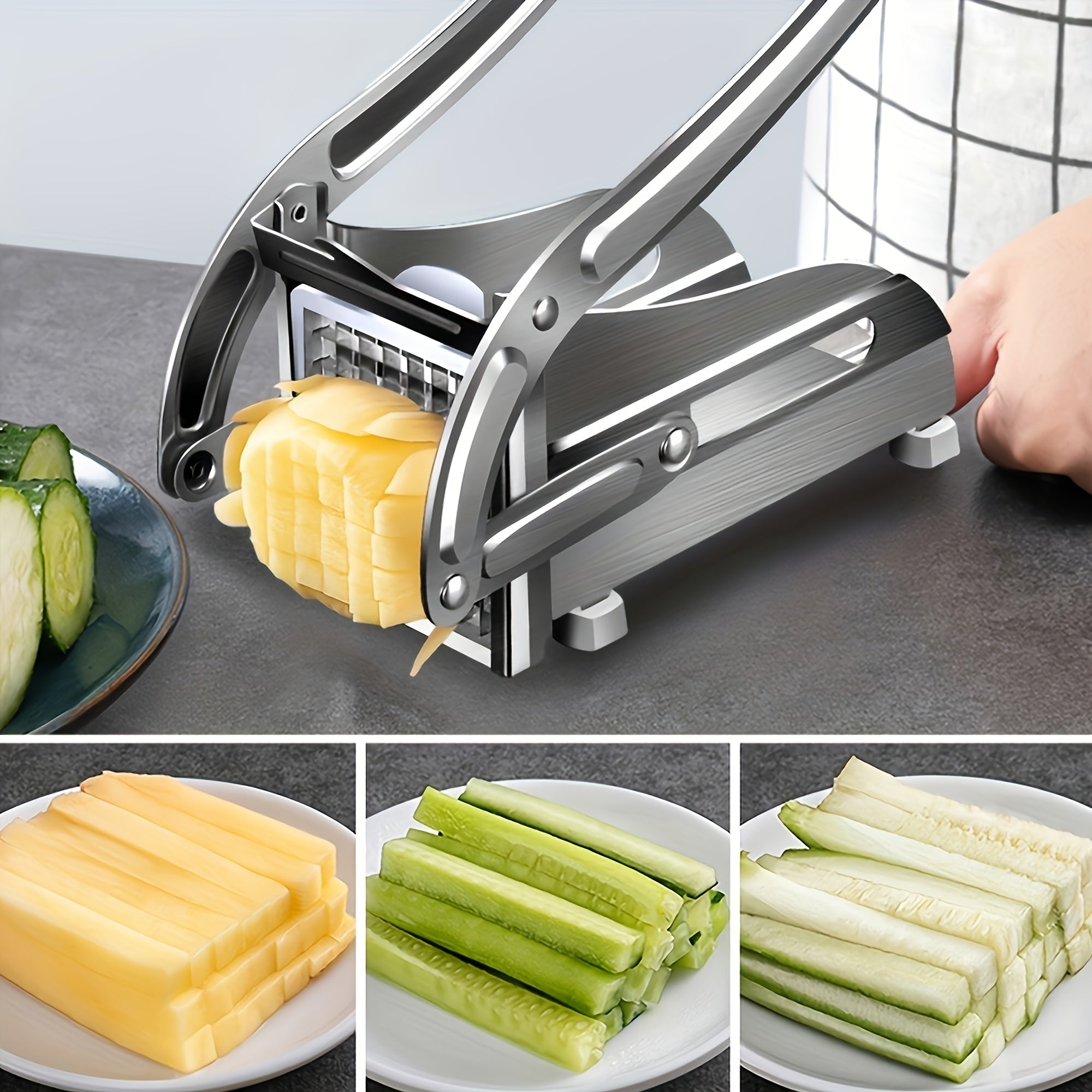 Fritzo Vegetable Cutter - Stainless Steel French Fry Cutter for Perfect Cuts