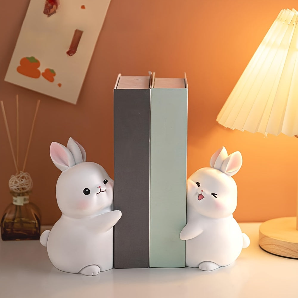 BunnyBookends - Playful Rabbit Bookends in White and Gray ABS