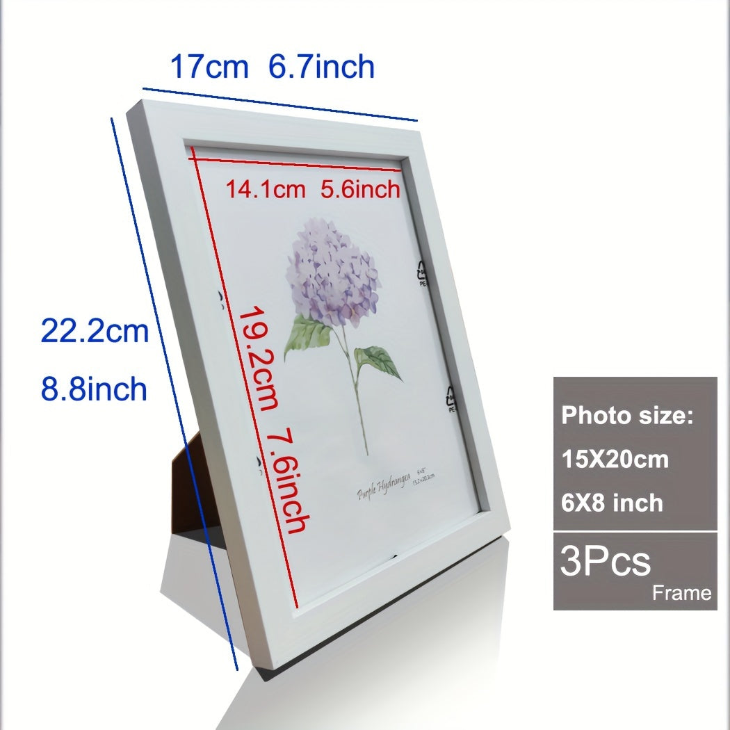 Timeless Memories - Set of 3 Wooden Photo Frames for Your Memories