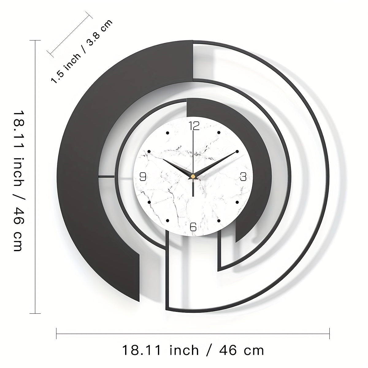 GeoClock - Black Geometric Wall Clock with Minimalist Design