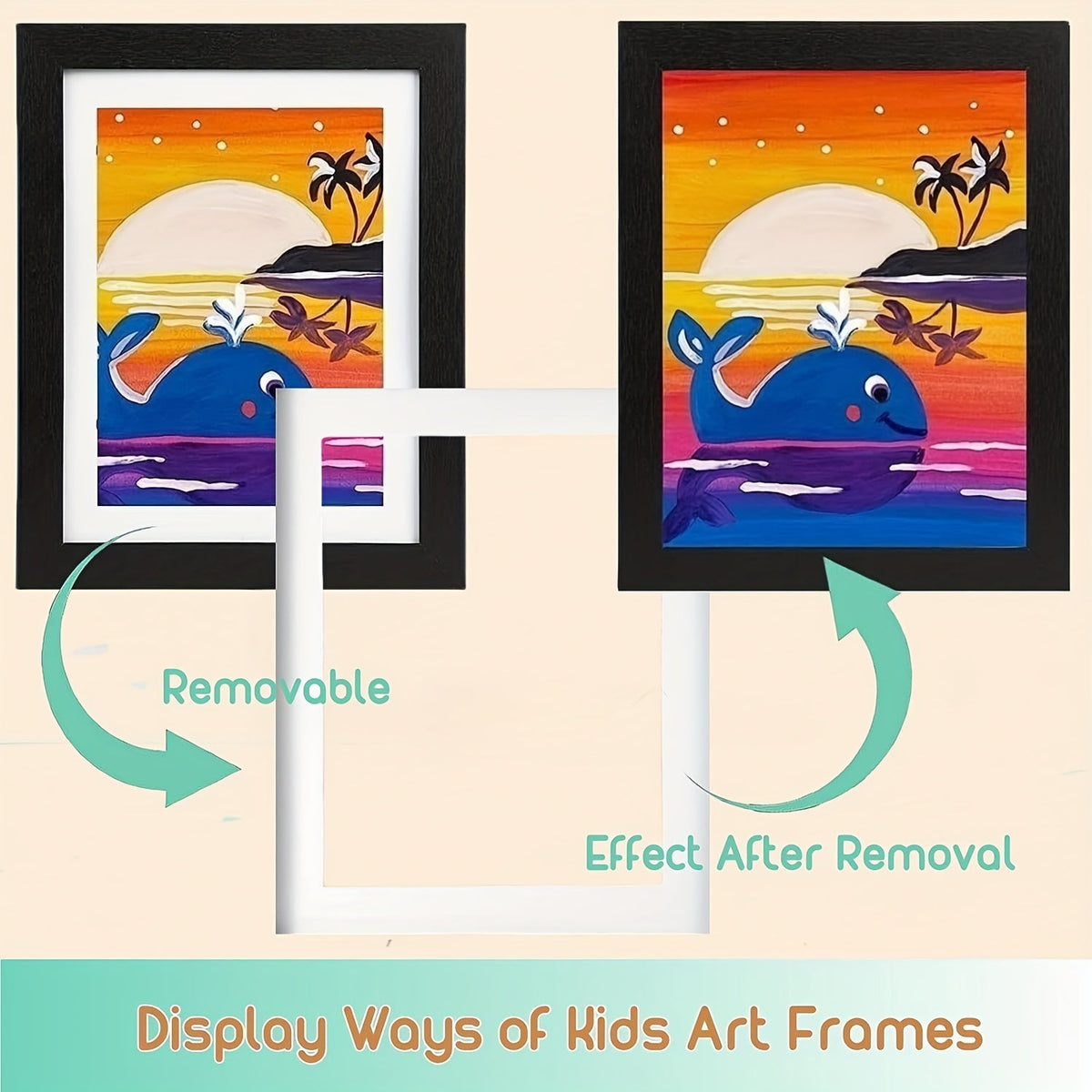 KidArtFrame - Wooden Kids Photo Frame with Front Opening