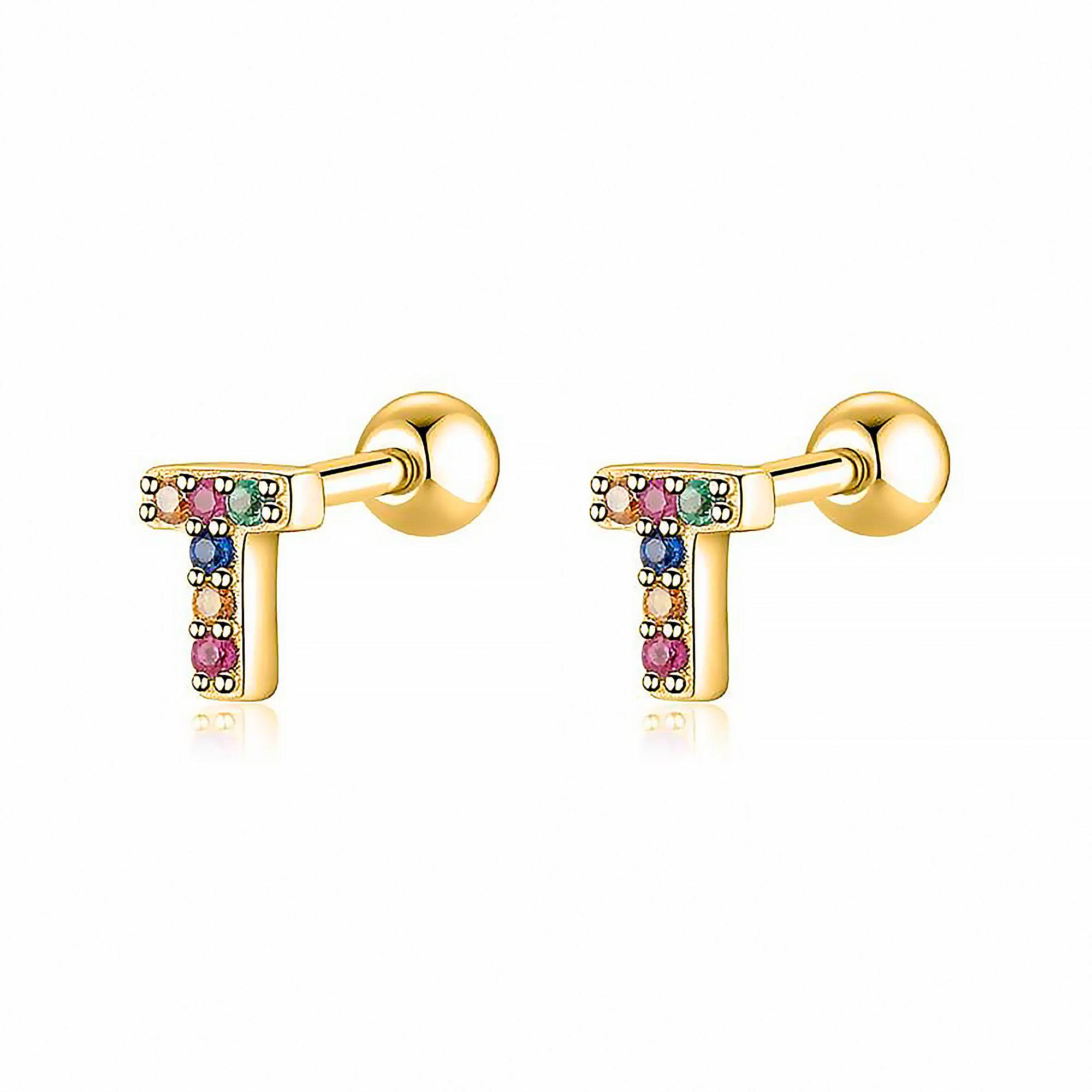 Letria - Personalised Colourful Rhinestone Initial Earrings