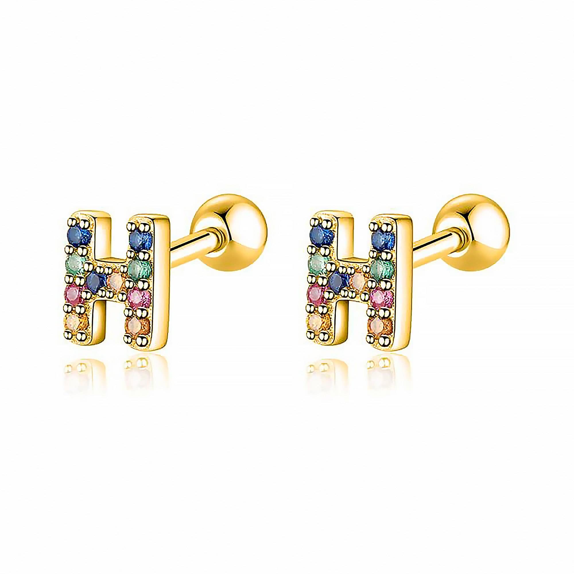 Letria - Personalised Colourful Rhinestone Initial Earrings