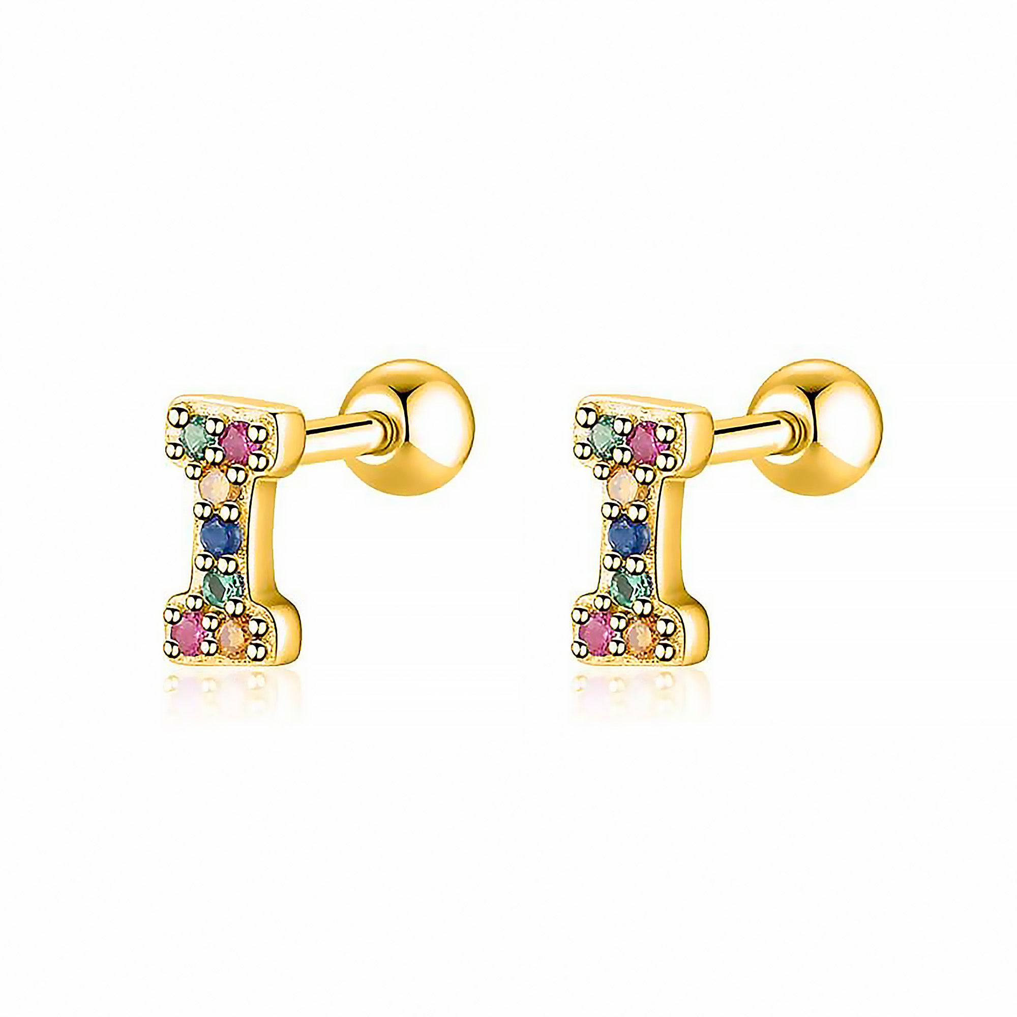 Letria - Personalised Colourful Rhinestone Initial Earrings