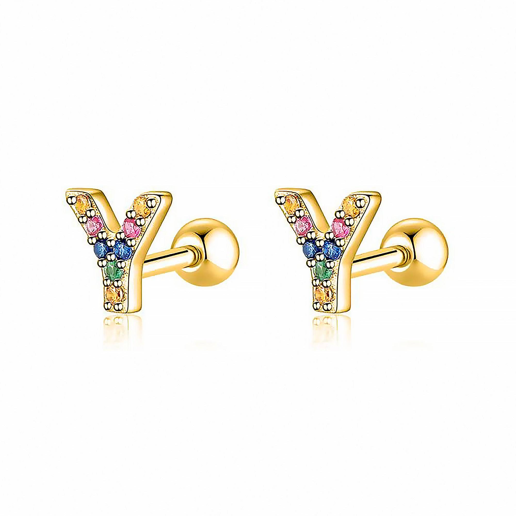 Letria - Personalised Colourful Rhinestone Initial Earrings