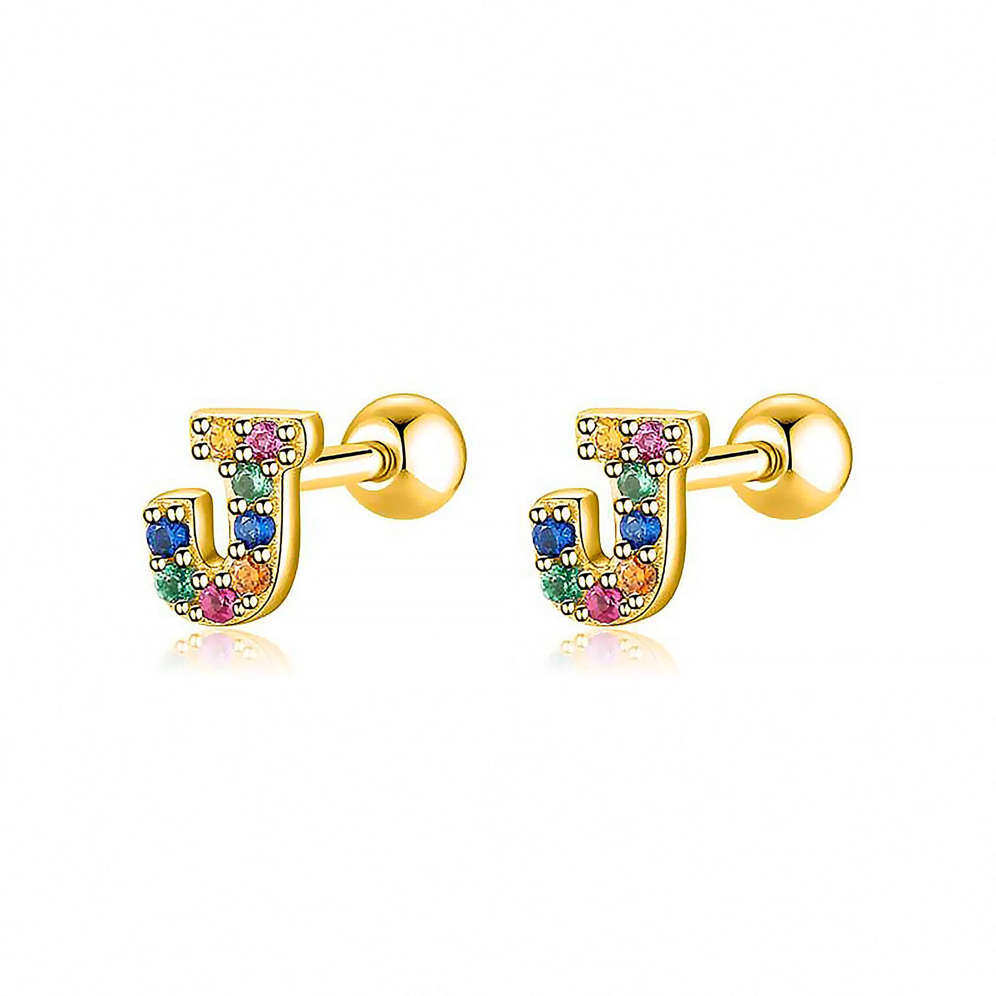 Letria - Personalised Colourful Rhinestone Initial Earrings