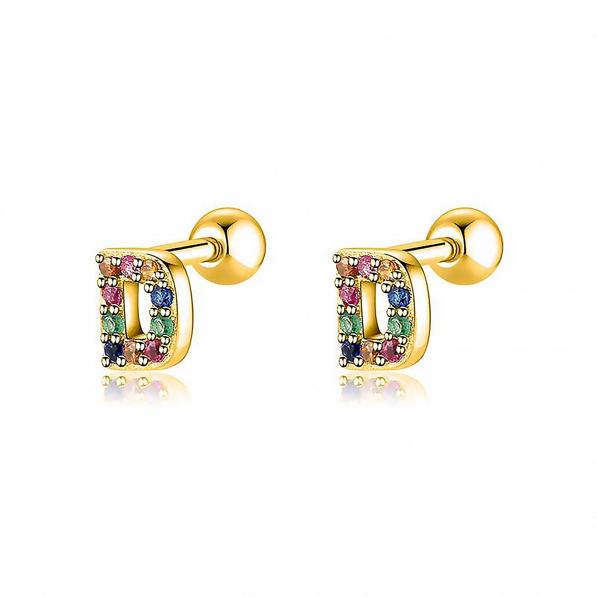 Letria - Personalised Colourful Rhinestone Initial Earrings
