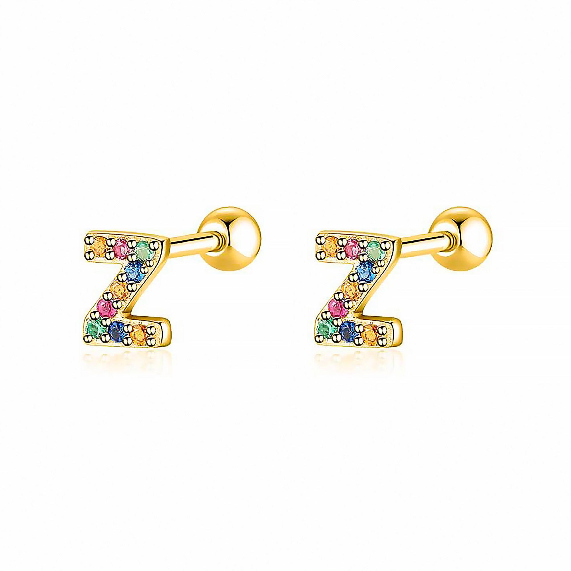 Letria - Personalised Colourful Rhinestone Initial Earrings