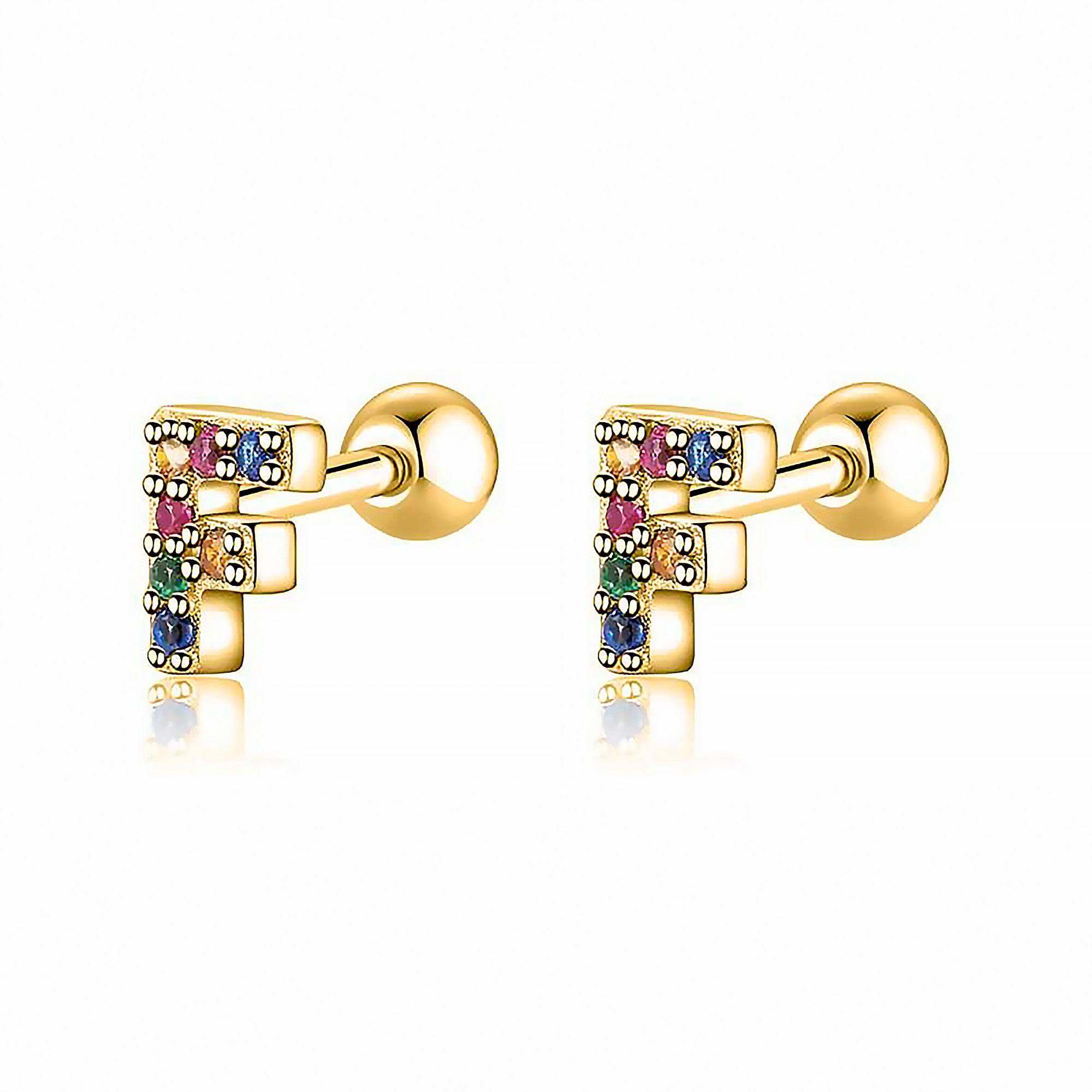 Letria - Personalised Colourful Rhinestone Initial Earrings