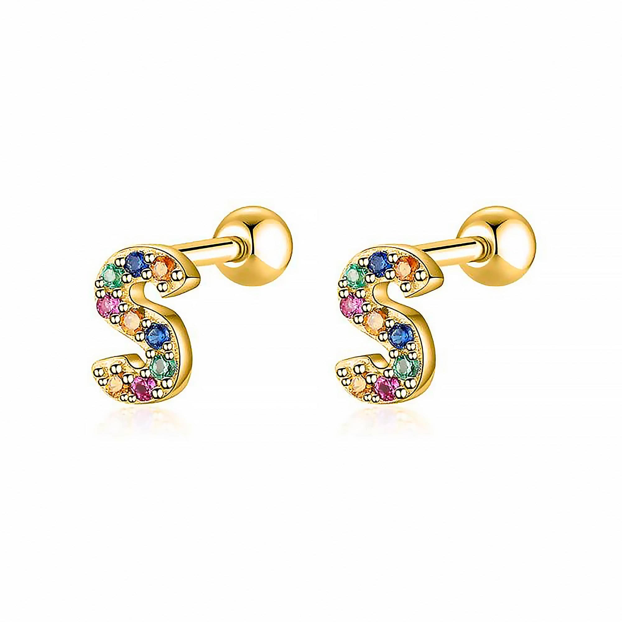 Letria - Personalised Colourful Rhinestone Initial Earrings