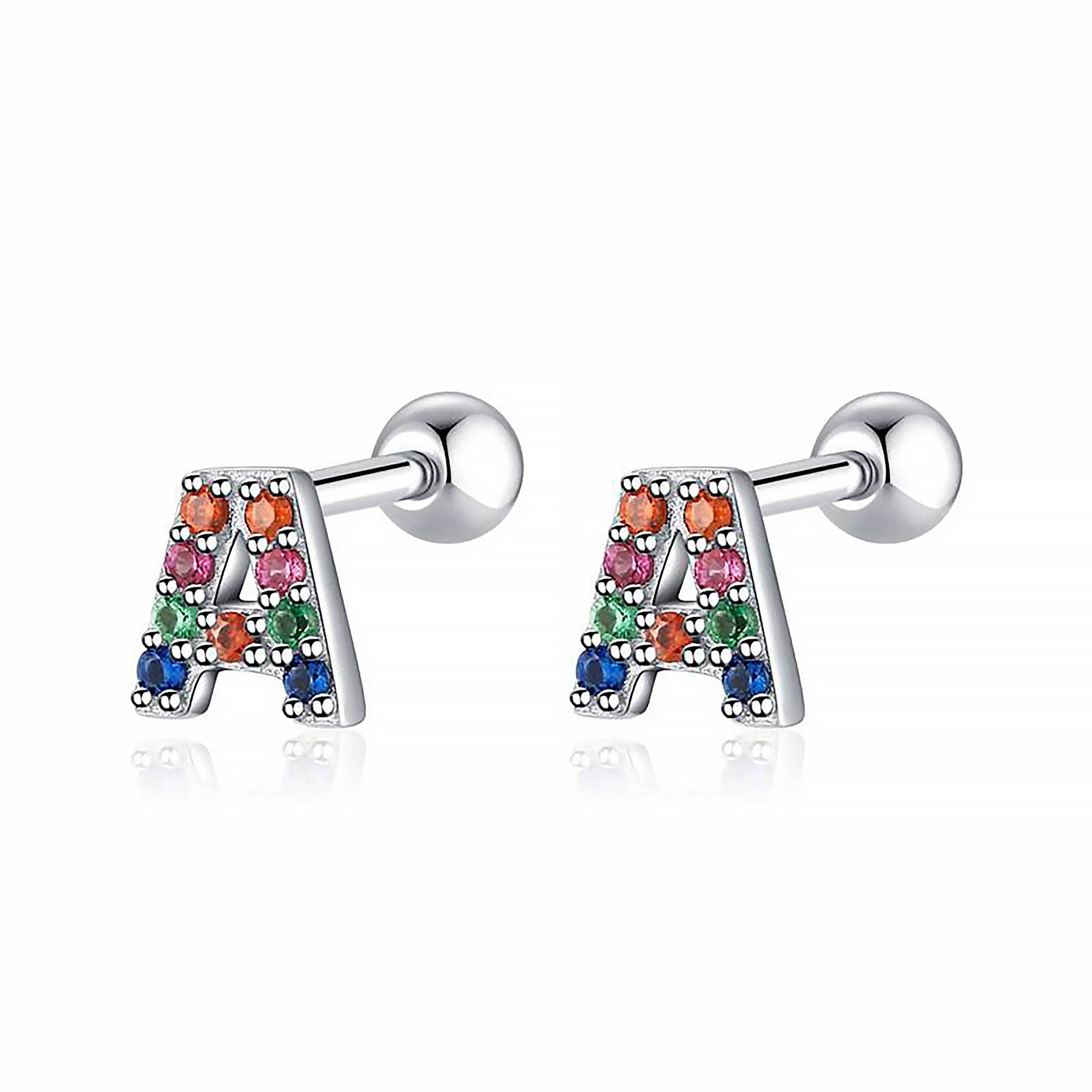 Letria - Personalised Colourful Rhinestone Initial Earrings