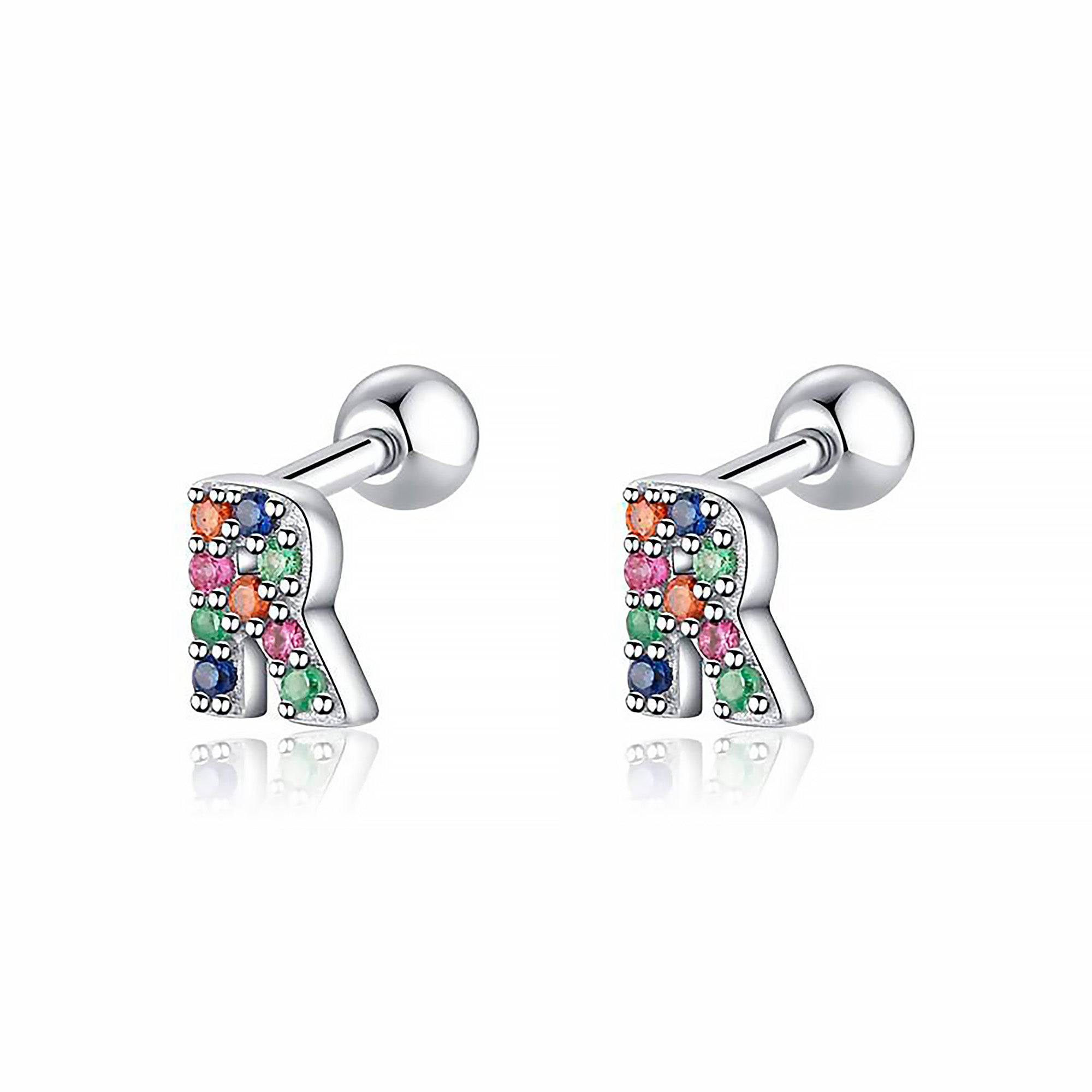 Letria - Personalised Colourful Rhinestone Initial Earrings