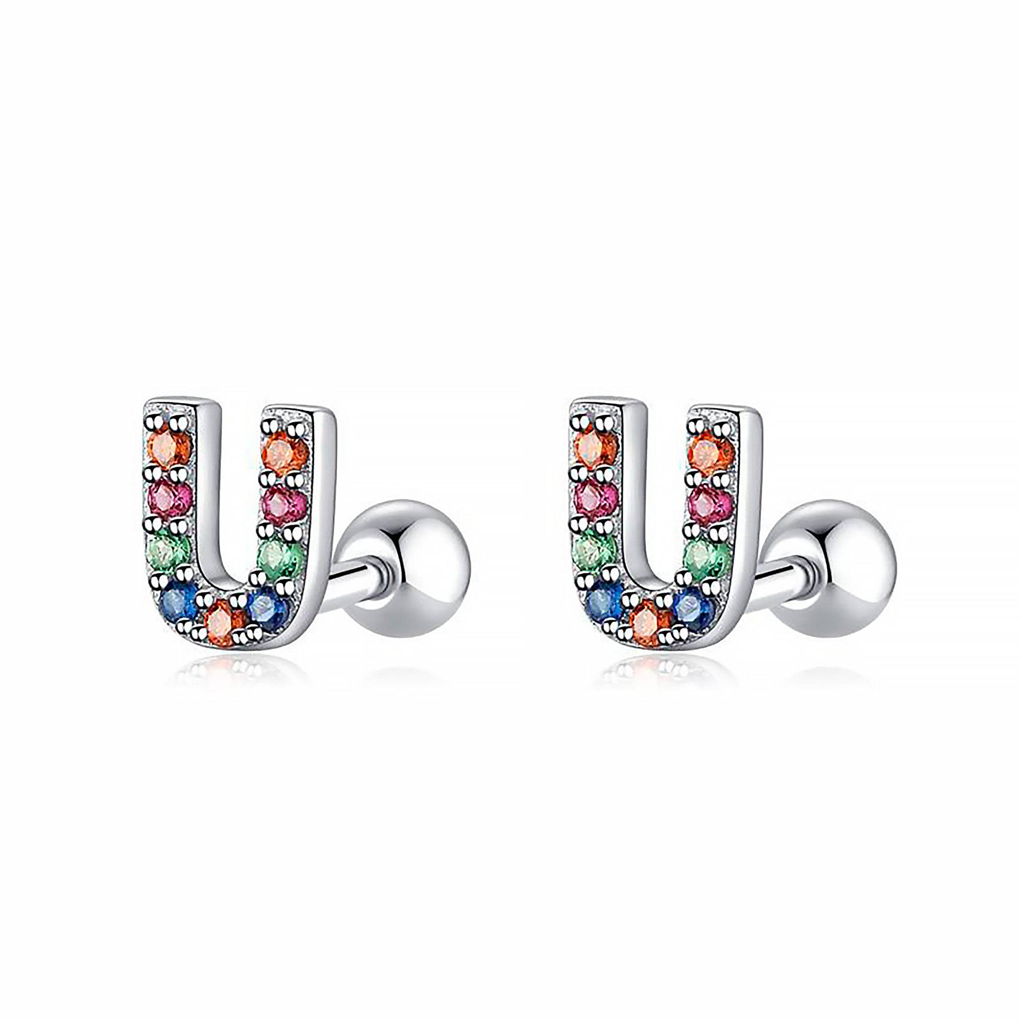 Letria - Personalised Colourful Rhinestone Initial Earrings