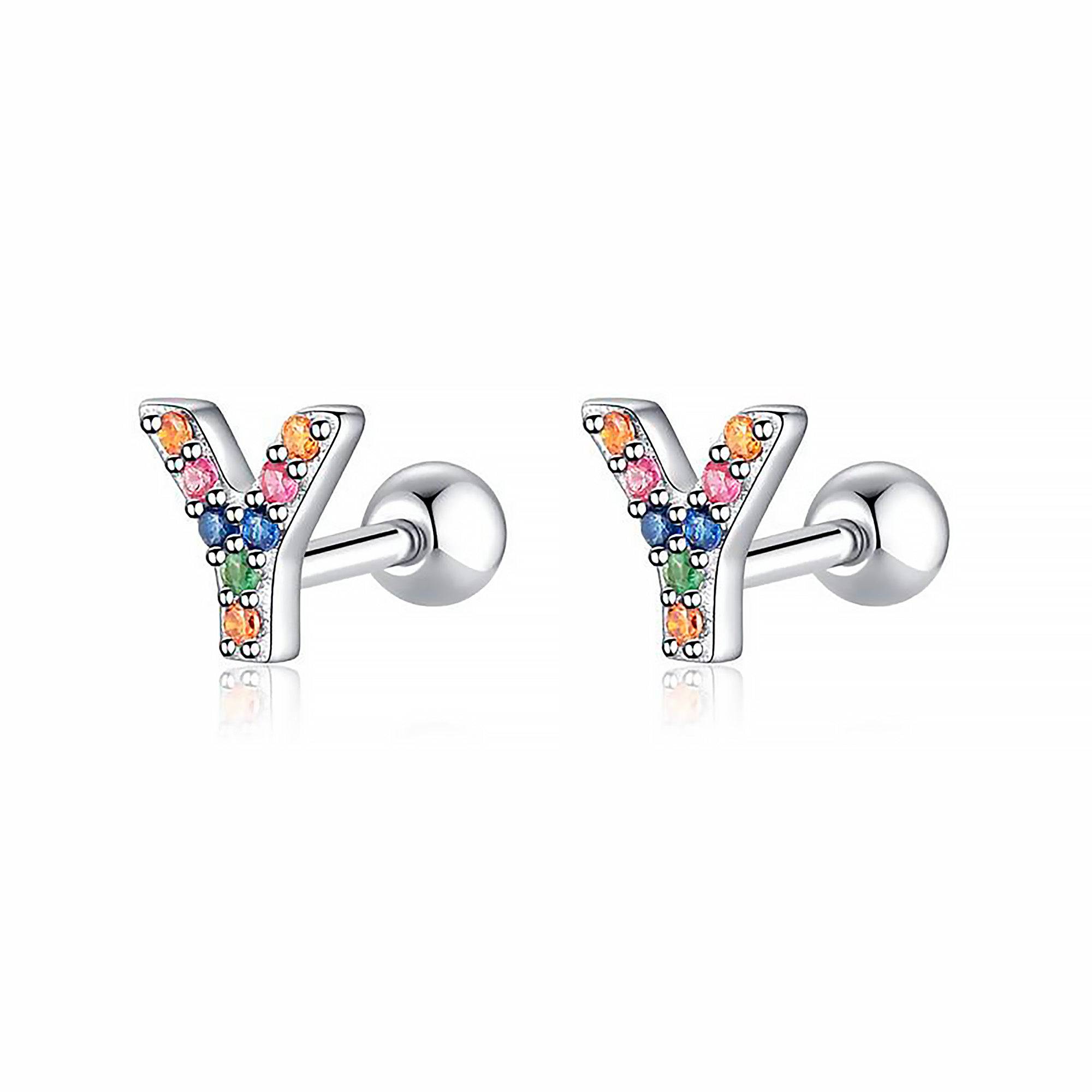 Letria - Personalised Colourful Rhinestone Initial Earrings