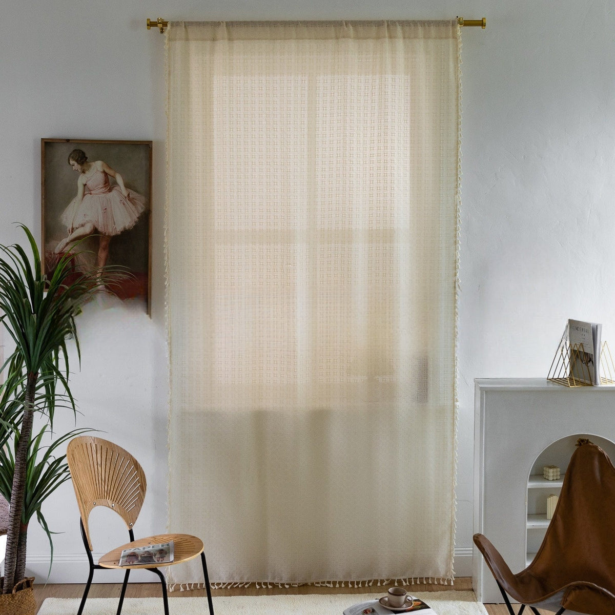 FringeElegance Curtains - Jacquard Fringed Curtains for Timeless Style