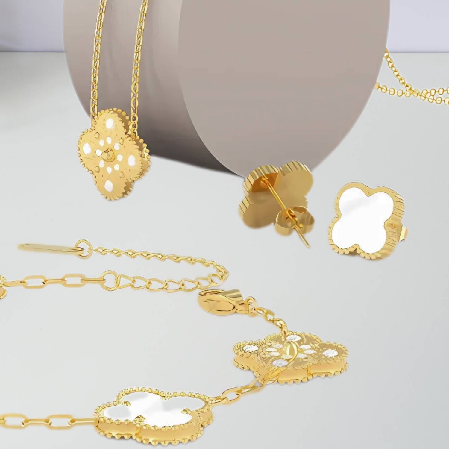 GoldenClove - Set trèfle or collier et bracelet
