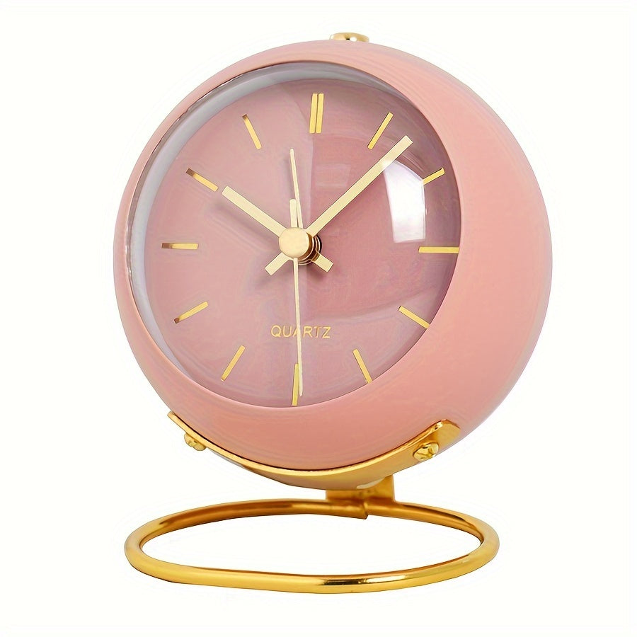 EleganceTime - Silent Quartz Alarm Clock with Metal Design