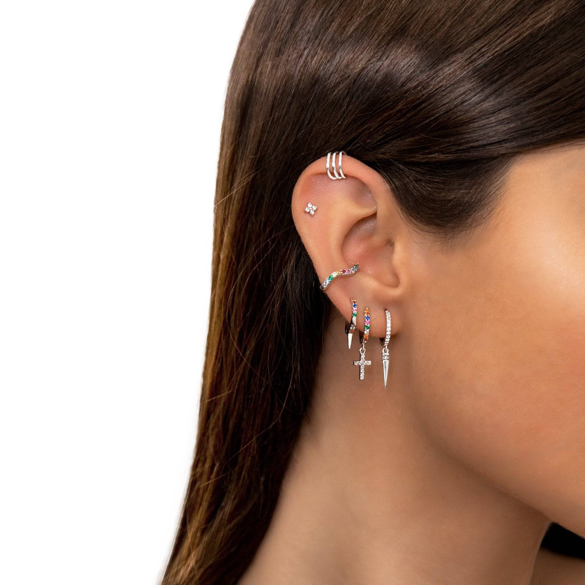 Aurora - Multicolor Zirconia Cross Earrings