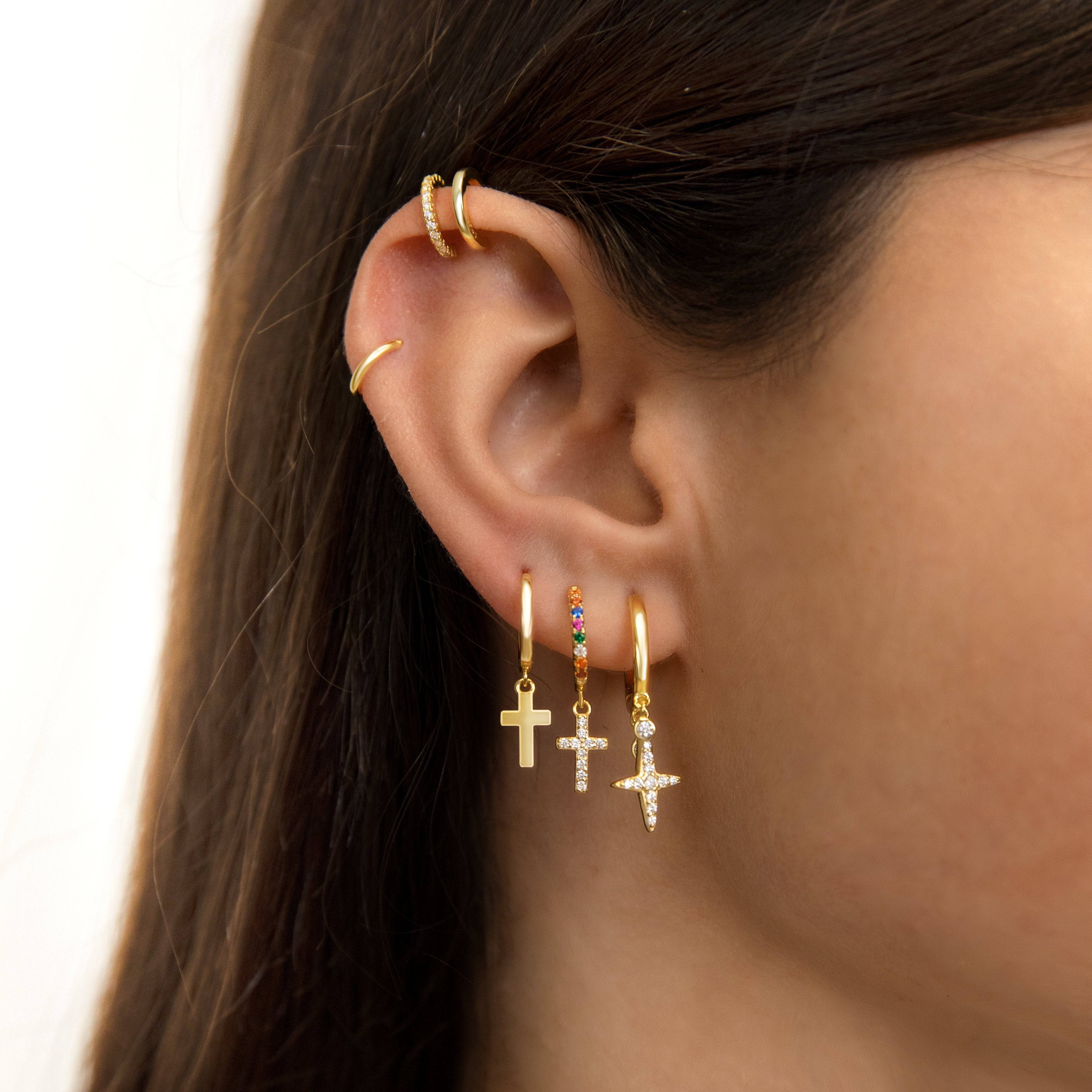 Aurora - Multicolor Zirconia Cross Earrings