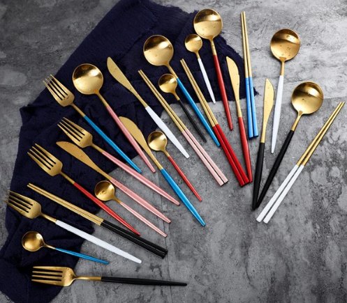 EliteDine - 24-Piece Gold and Silver Cutlery Set for Luxury Dining