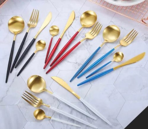 EliteDine - 24-Piece Gold and Silver Cutlery Set for Luxury Dining
