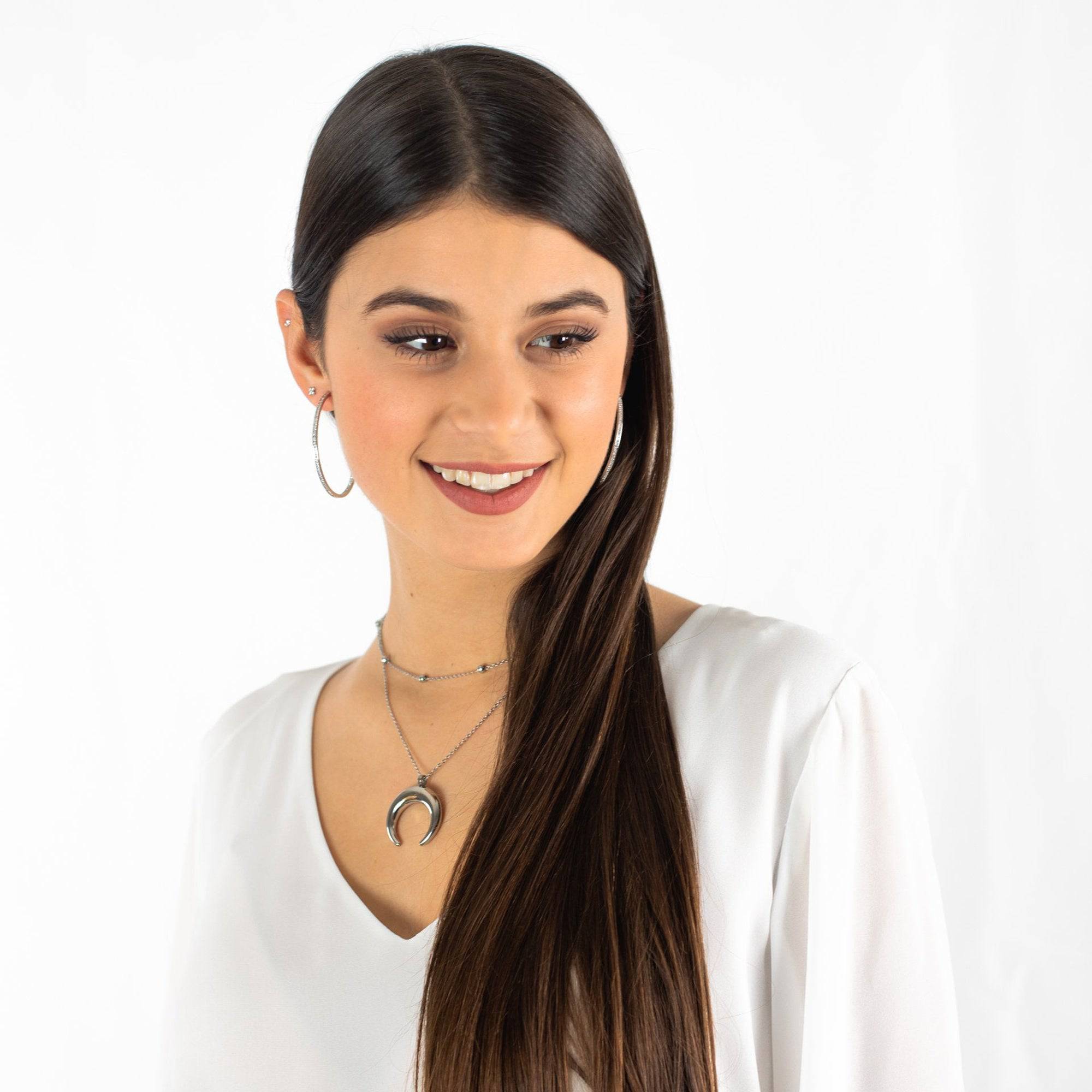 Celeste - Large Minimalist Silver Hoop Earrings