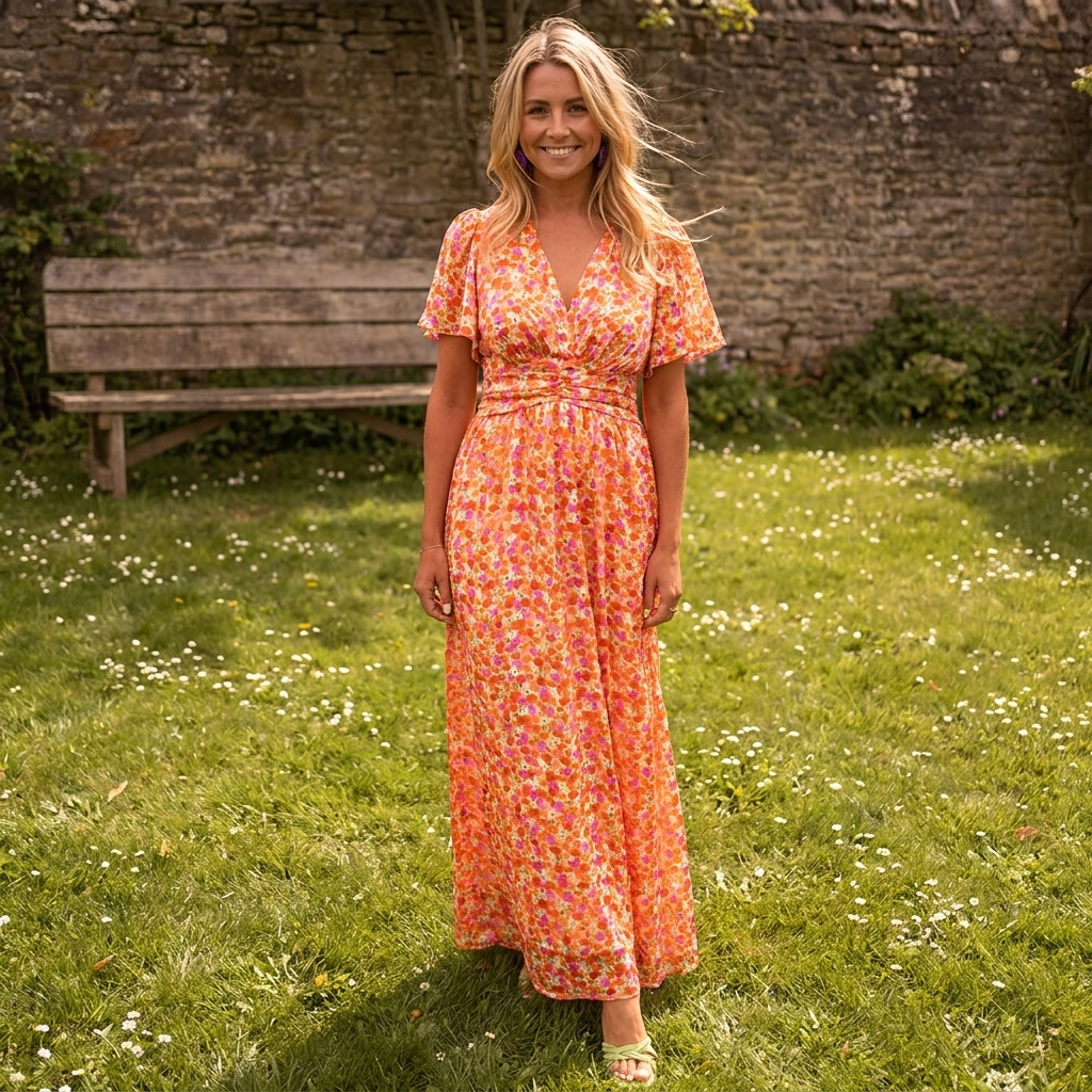 Robe longue femme fleurie lifestyle