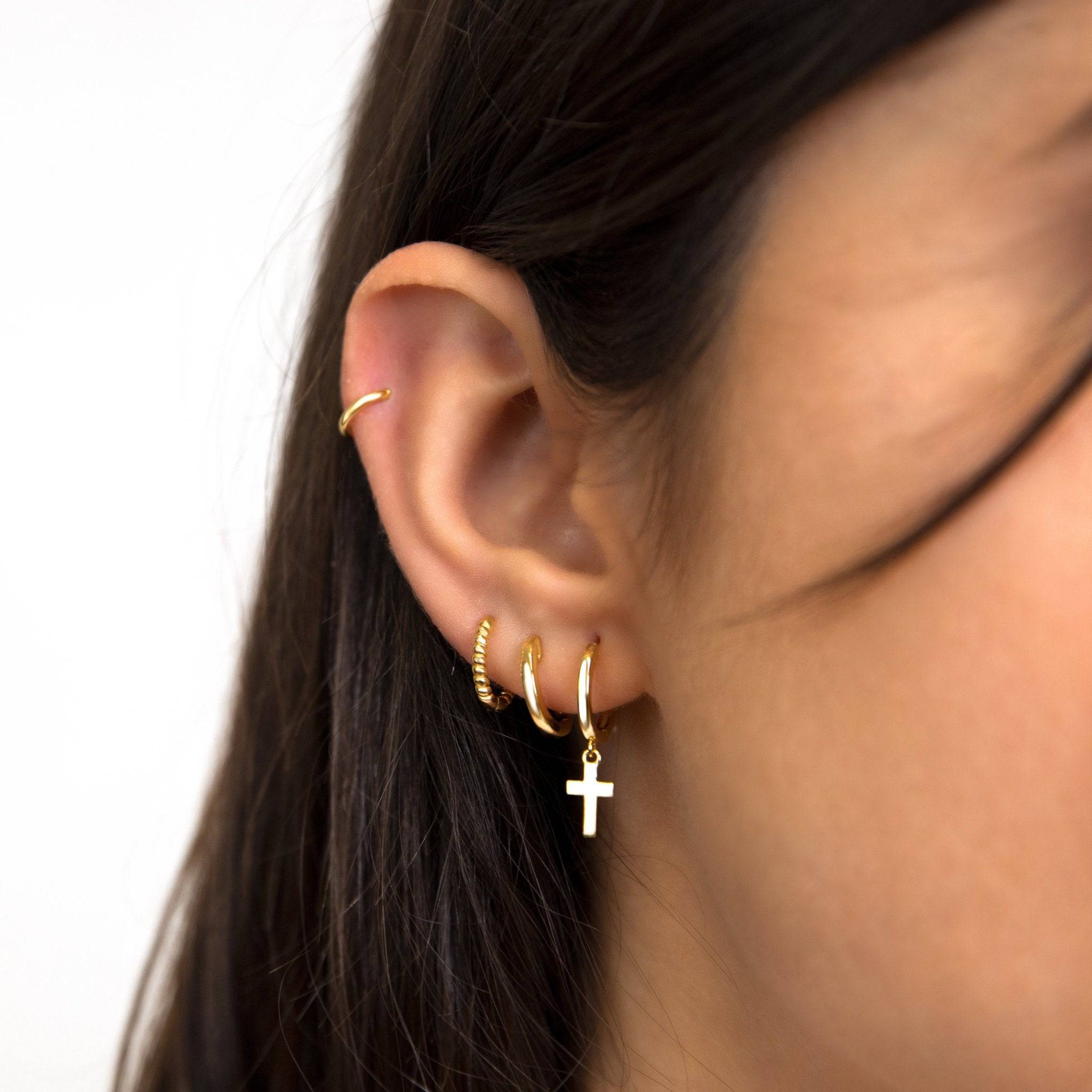 Aurelia - Gold Cross Pendant Drop Earrings