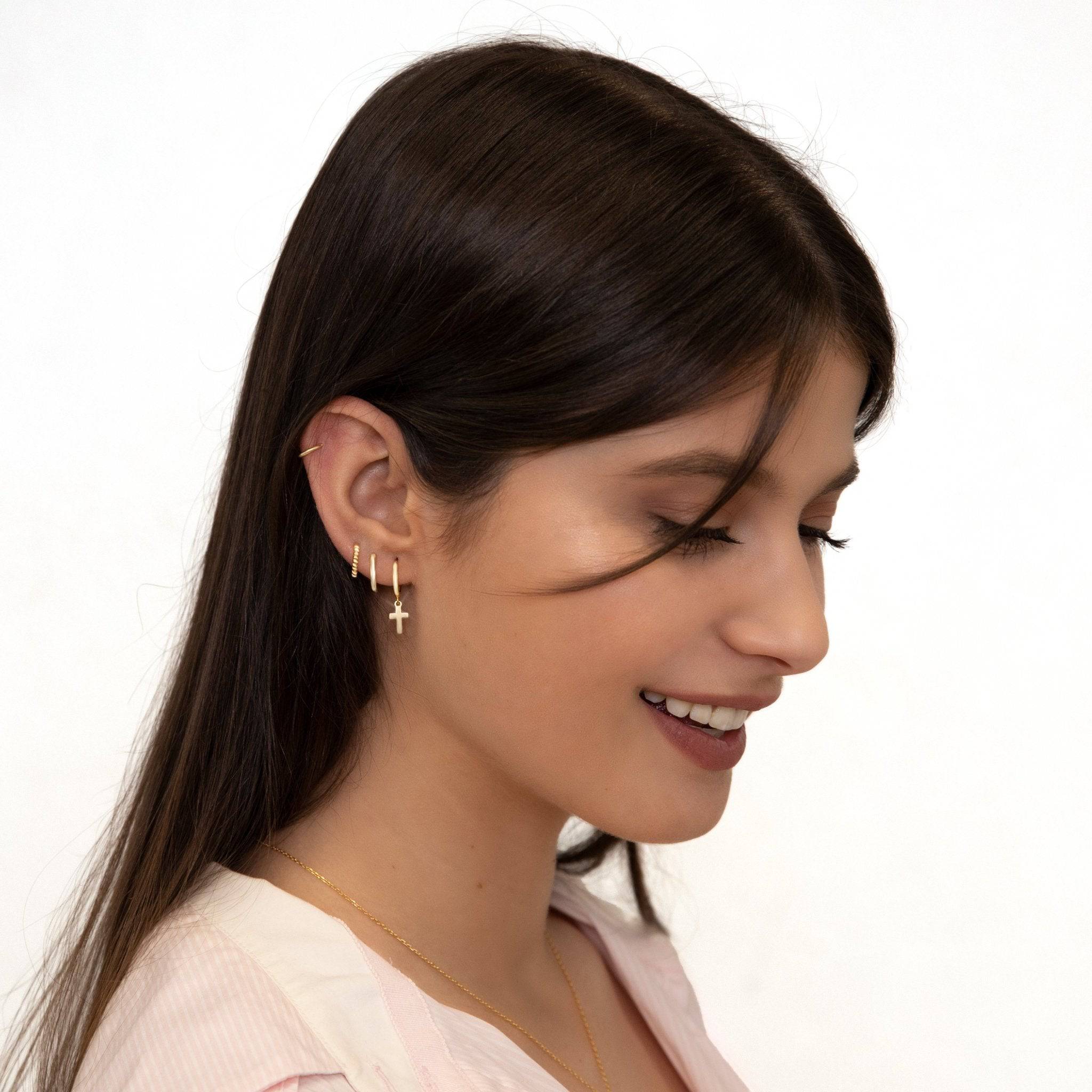 Aurelia - Gold Cross Pendant Drop Earrings