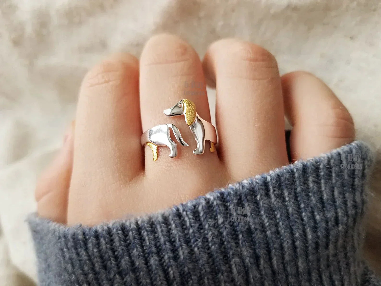Bague Teckel Mignonne Argent 925 - Amoureux des Animaux