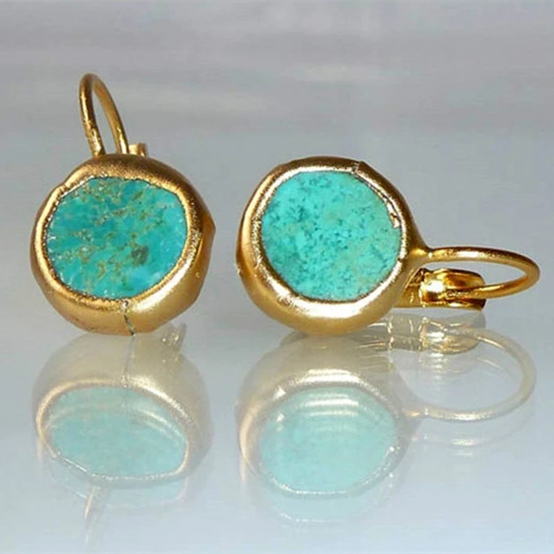 Sofia - Boucles d'oreilles dorées turquoise