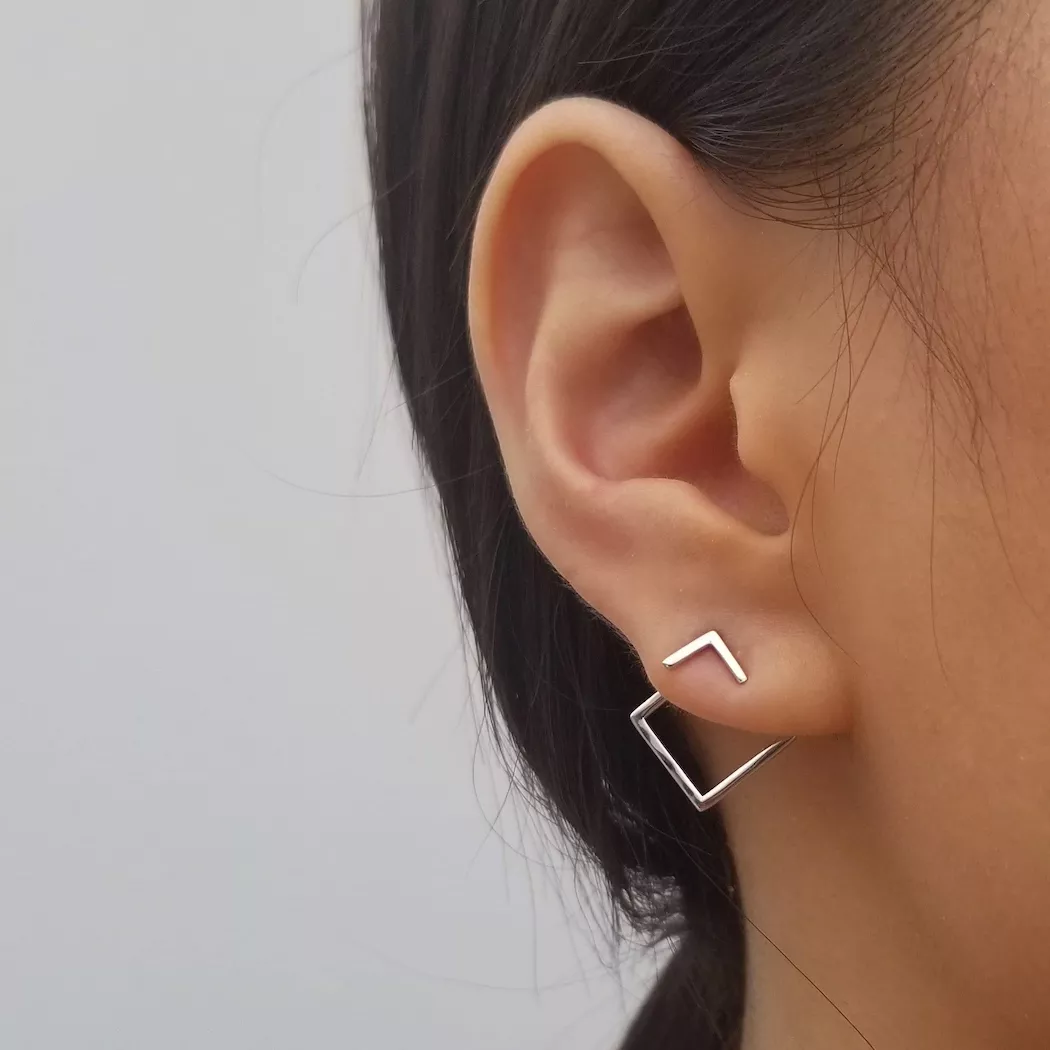 Celestia - Modern Geometric Silver Earrings