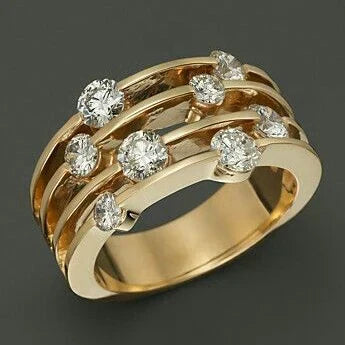 Aurelie - Layered Gold Ring with Sparkling Zirconia