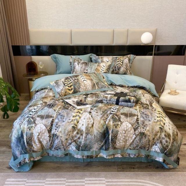 Feather Heathe - 4-Piece Egyptian Cotton Duvet Cover Set