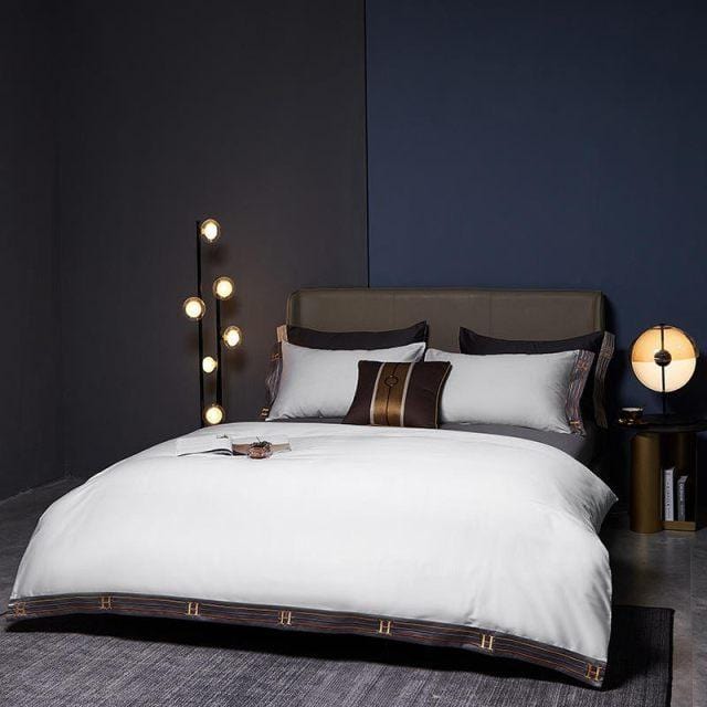 Visna Luxe - White Egyptian Cotton Duvet Cover Set