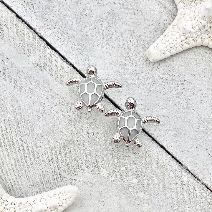 Elena - Boucles d'oreilles tortue marine en opale et argent