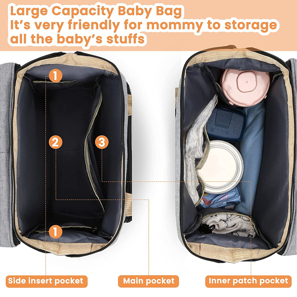 Duonest - 2-in-1 Diaper Bag with Built-In Foldable Baby Bed