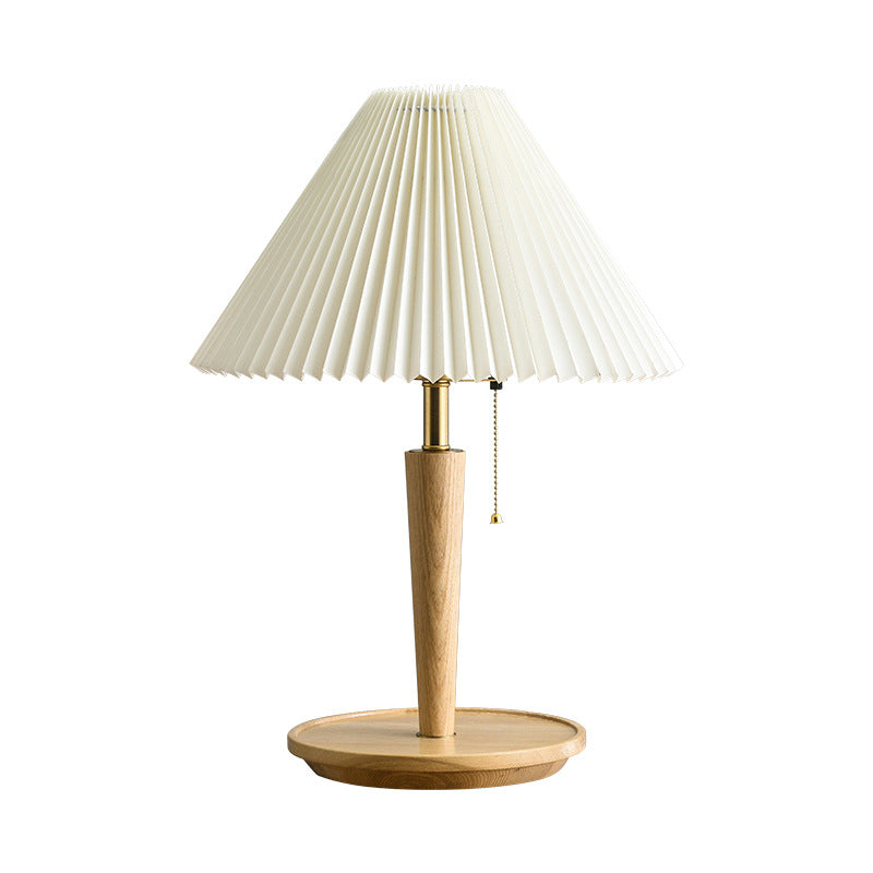 Woodly - Vintage Wood Table Lamp with Pleated Design