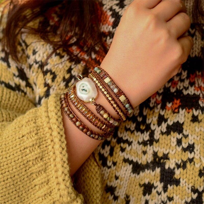 Lunara - Bracelet wrap en agate clair de lune