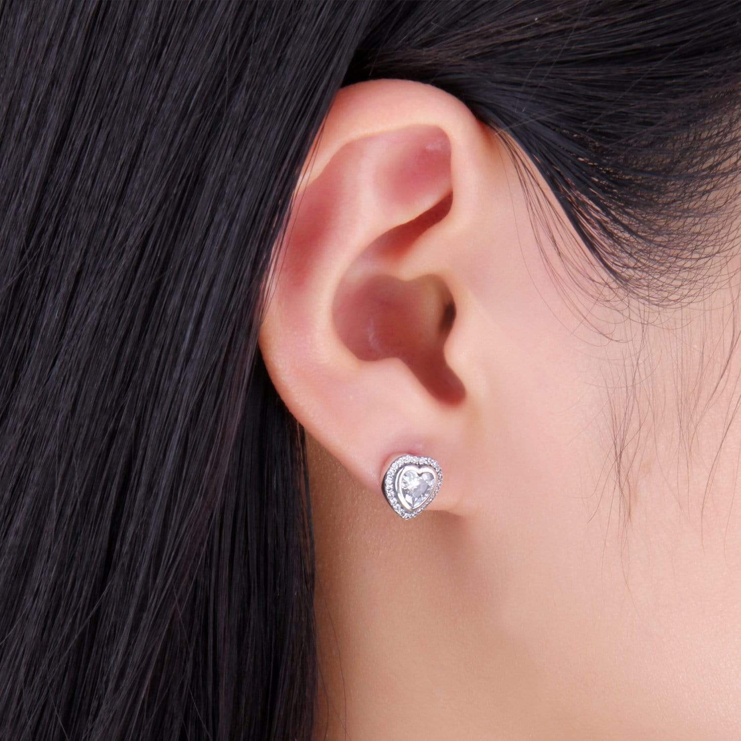 Celestia Boucles d'Oreilles Cœur Argent 925 – Zircone